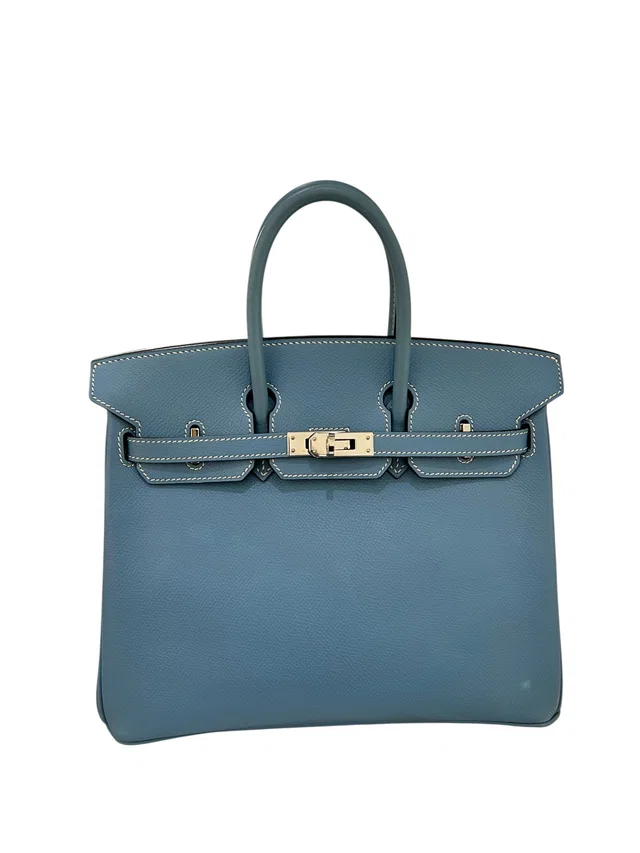 Hermès Birkin 25 Blue Jean Epsom PHW #J Square in Blue Epsom leather from Luxury Promise