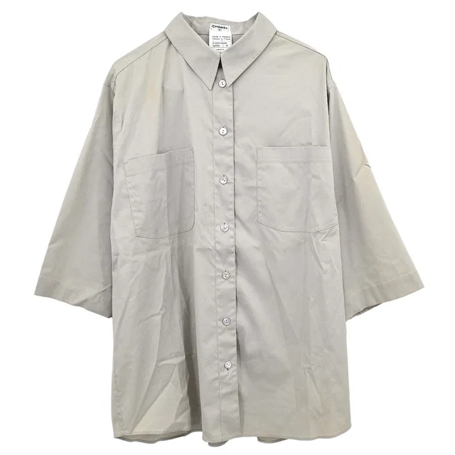 Chanel 1999 Blouse Shirt Gray #38 in Grey from AMORE Vintage Tokyo