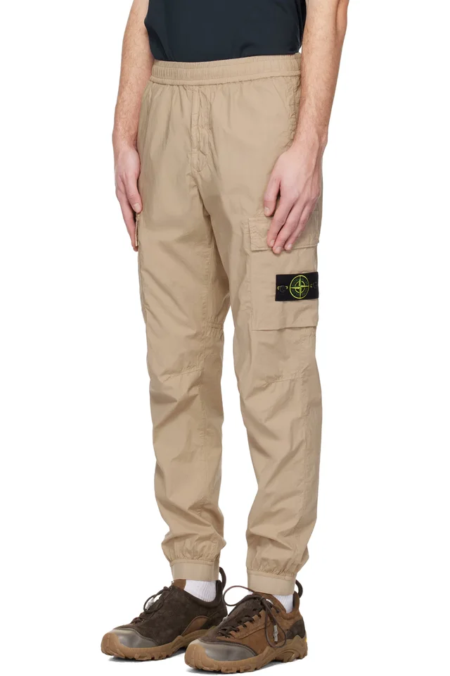 Stone Island Beige 3100031 Stretch Cotton Tela 'Paracadute' Cargo Pants, photo 4 of 5 from SSENSE