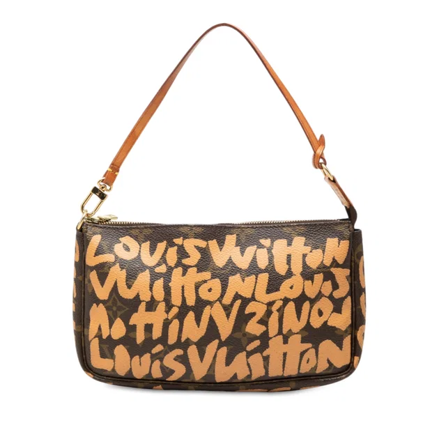 Brown Louis Vuitton Stephen Sprouse Monogram Graffiti Pochette Accessoires Shoulder Bag in Brown Coated canvas from Designer Revival