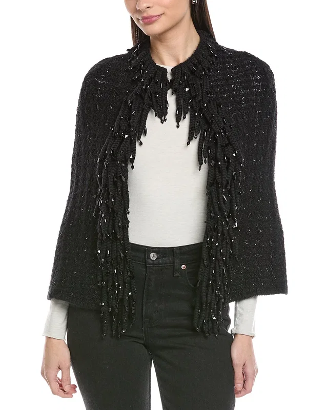 Valentino Mohair & Wool-Blend Fringe Poncho, image 1 of 1 from Gilt