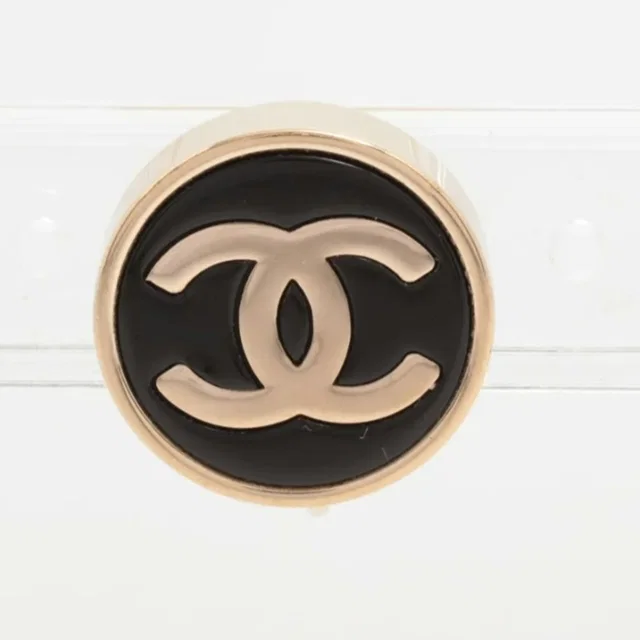 Chanel Earrings CC Logo Gold Black Round in Black from The Reluxe