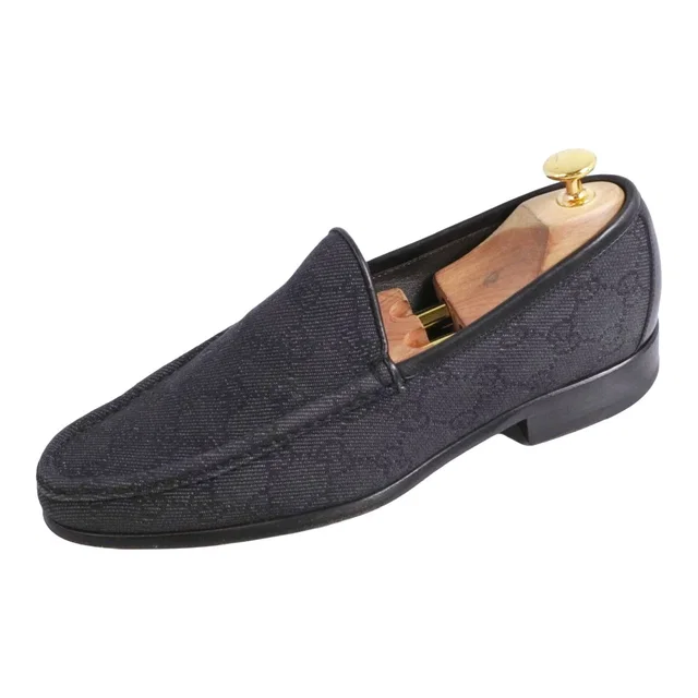 Gucci Loafers Moccasins GG Canvas Leather Shoes in Canvas from The Reluxe
