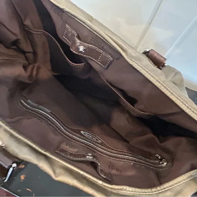 Tod's Olive Green Canvas Messenger With Brown Leather Trim in green|brown|red Canvas from Poshmark, photo 10 of 11