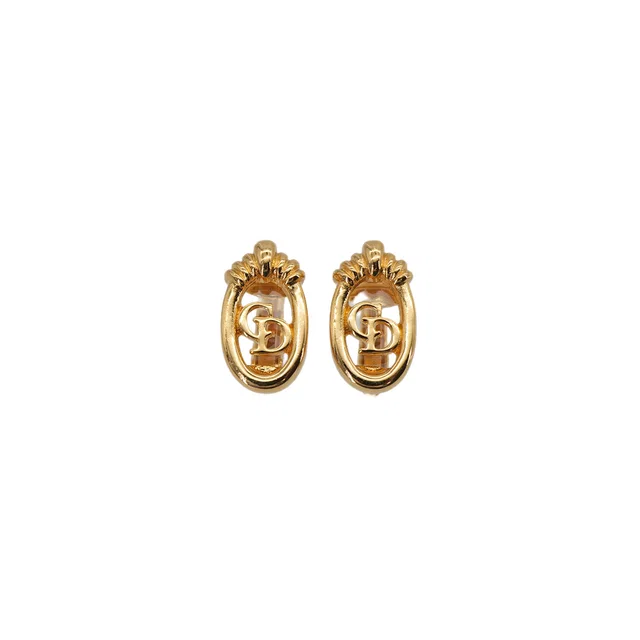 Dior Earrings CD Logo Oval Gold Accessory in Gold from Luxury Promise