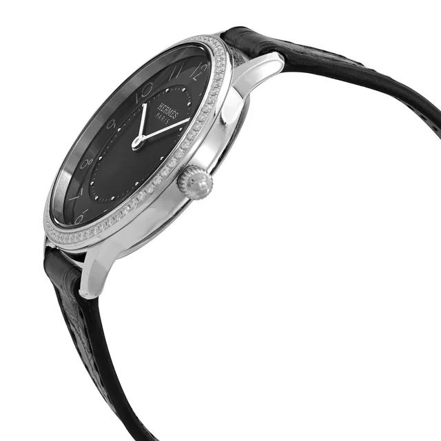 Hermes Slim D Quartz Diamond Black Dial Ladies Watch 044834WW00, photo 2 of 3 from Jomashop