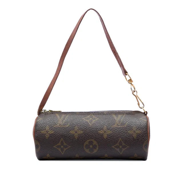 Brown Louis Vuitton Monogram Papillon Pochette Handbag in Brown Coated canvas from Designer Revival