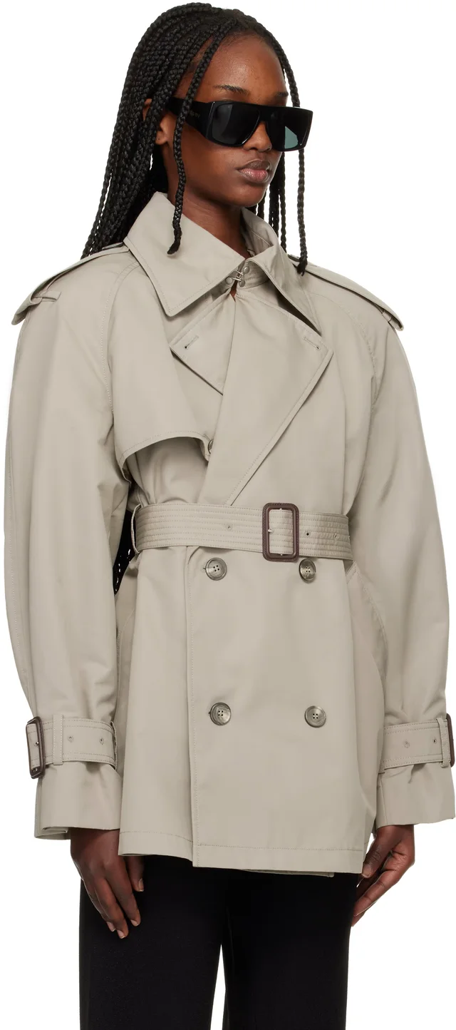 WARDROBE.NYC Taupe Clean Mini Trench Coat, photo 7 of 10 from SSENSE