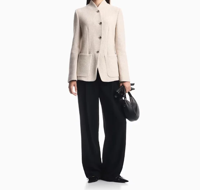Emporio Armani High-neck virgin wool blazer with a jacquard knit effect, photo 4 of 8 from SENSER