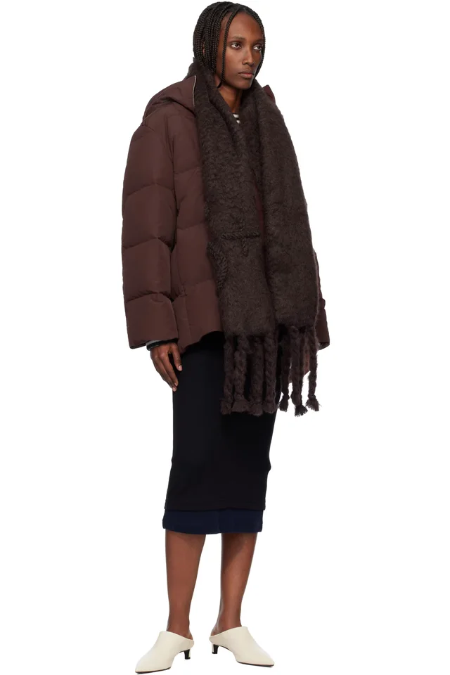 Jil Sander Brown Mohair Scarf, photo 2 of 2 from SSENSE