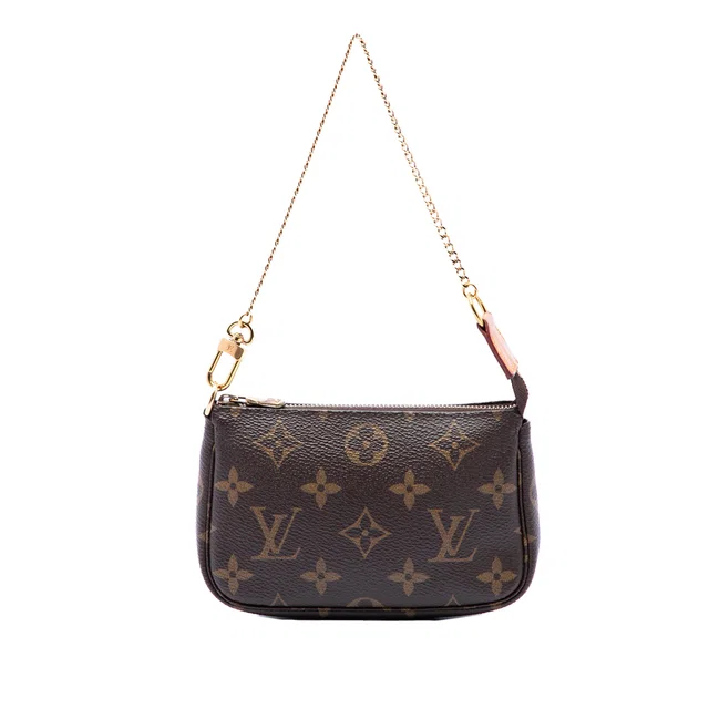 Brown Louis Vuitton Monogram Mini Pochette Accessoires Handbag in Brown Coated canvas from Designer Revival