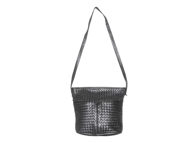 Vintage Black Bottega Veneta Intrecciato Bucket Crossbody Bag in Black Woven leather from Designer Revival