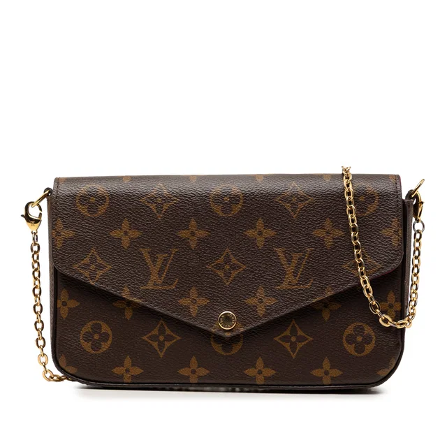 Brown Louis Vuitton Monogram Pochette Felicie Crossbody Bag in Brown Coated canvas from Designer Revival
