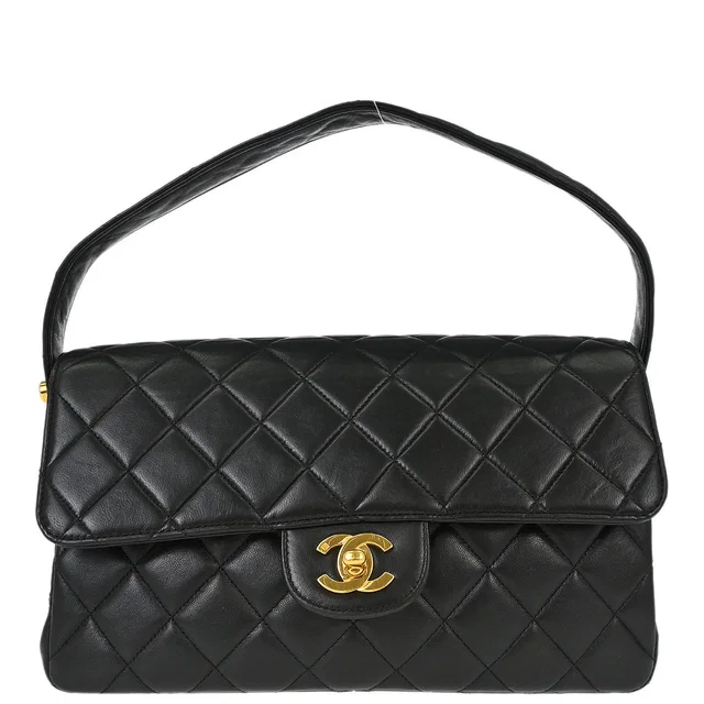 Chanel 1996-1997 Black Lambskin Double Sided Classic Flap Handbag in Black Lambskin from AMORE Vintage Tokyo