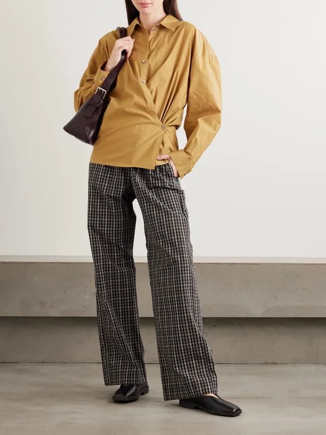 LEMAIRE Twisted cotton and silk-blend poplin wrap shirt in Beige, photo 2 of 2 from NET-A-PORTER (Canada)
