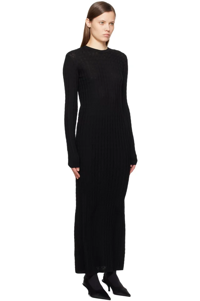 TOTEME Black Cable Knit Maxi Dress, photo 2 of 2 from SSENSE
