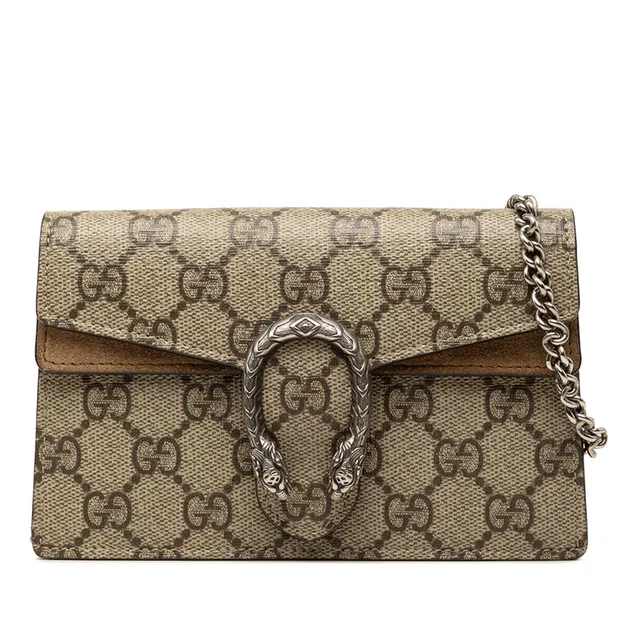 Beige Gucci Mini GG Supreme Dionysus Crossbody in Beige Suede from Designer Revival