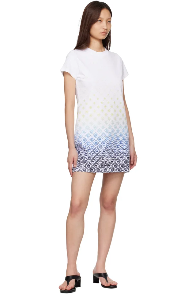Casablanca White Gradient Monogram T‑Shirt Minidress, photo 4 of 4 from SSENSE