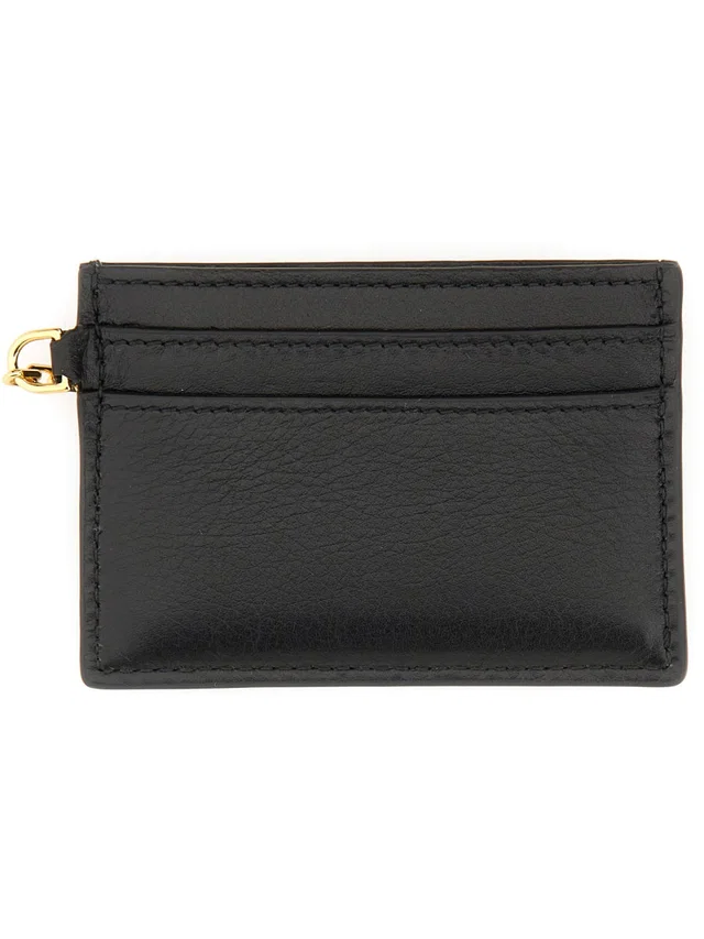 Alexander McQueen Leather Sling Card Case — Black Main: Wallets & Purses in Black Leather from HEWI