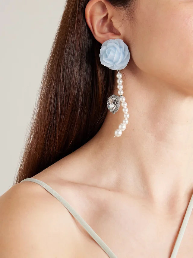 MAGDA BUTRYM Silver-tone, pearl-like, resin and crystal earrings in Metallic, photo 2 of 2 from NET-A-PORTER (Canada)