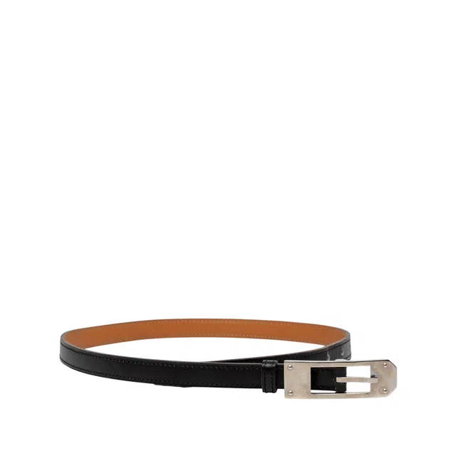 Black Hermès Box Calf Kelly Ardillon Belt in Black Box leather from Designer Revival