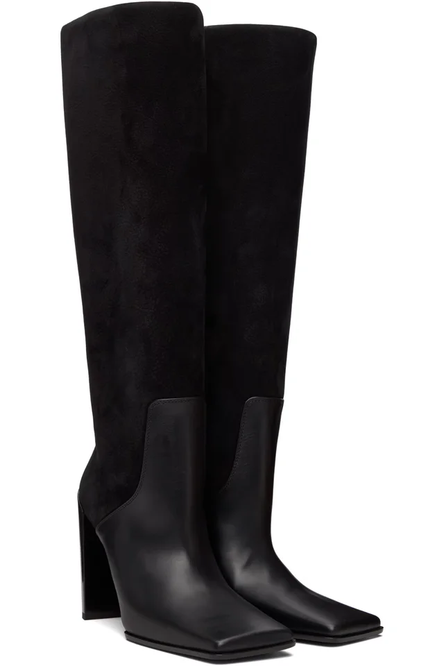 ALAÏA Black Square Knee Boots, photo 4 of 4 from SSENSE