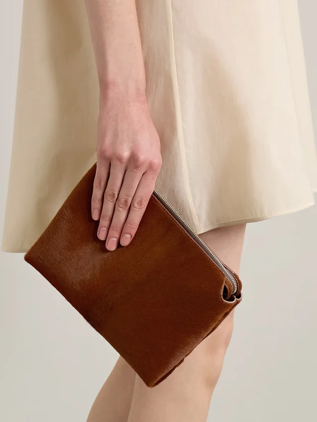 KHAITE Lina medium calf hair shoulder bag - brown - One Size in Brown 100% Leather, photo 6 of 6 from NET-A-PORTER (Canada)