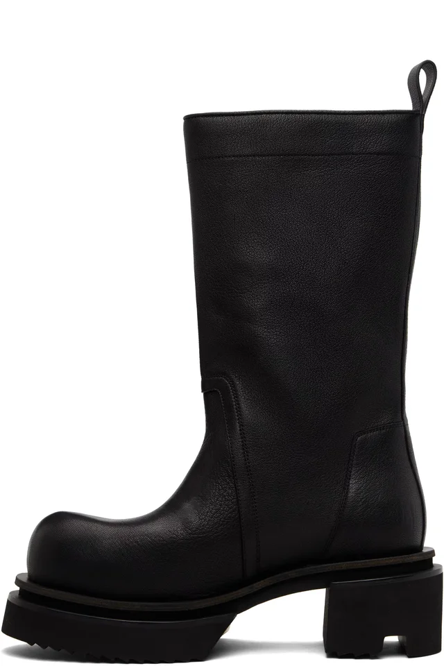 Rick Owens Black Temple Calf Pull On Bogun Boots, photo 3 of 5 from SSENSE
