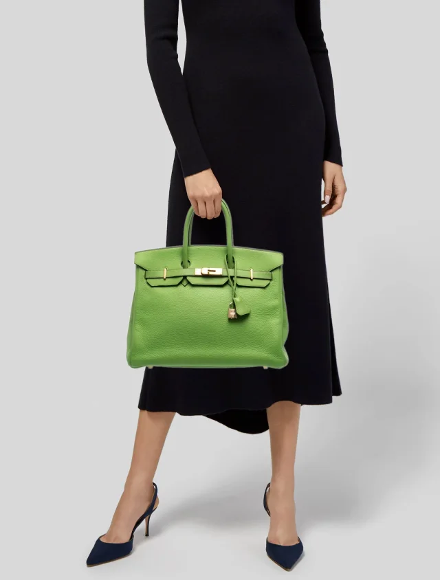 Hermès Clemence Birkin 35 in green Clemence leather from The RealReal, photo 2 of 6