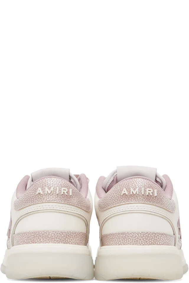 AMIRI Pink & Off-White Pebbled Classic Low Sneakers, photo 2 of 5 from SSENSE