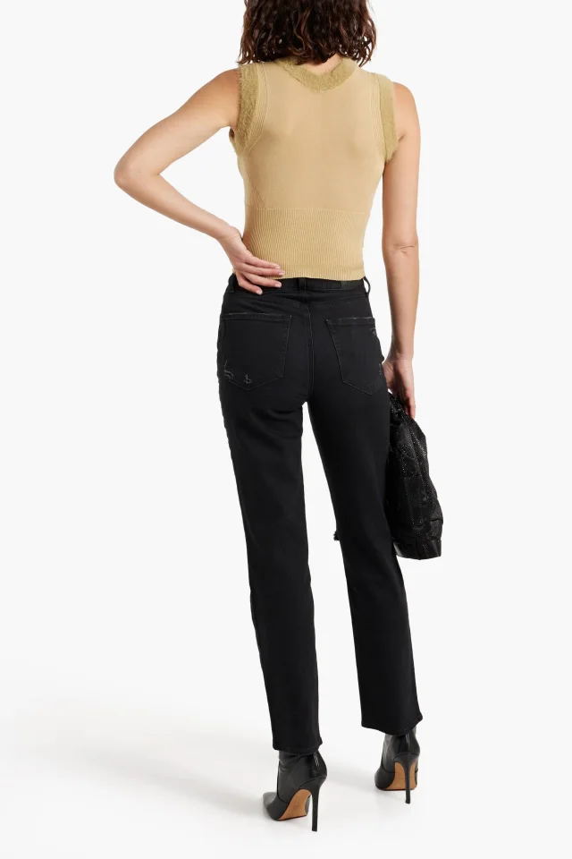 Paige Knockout Distressed High-Rise Straight-Leg Jeans, photo 3 of 4 from THE OUTNET