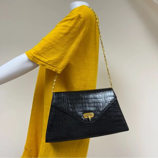 Black Valentino Garavani Vintage Crocodile Leather Authentic in black|gold Crocodile from Poshmark, photo 1 of 1