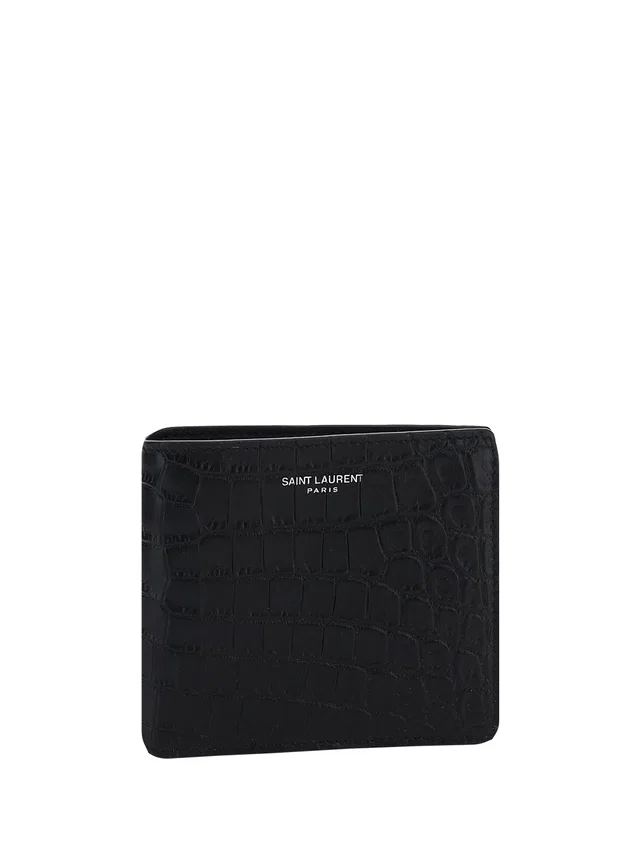 Saint Laurent Crocodile-Embossed Calf Leather Wallet — Black Bos Taurus in Black Calfskin from HEWI
