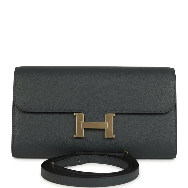 Hermès Constance Wallet To Go Gris Misty Evercolor Permabrass Hardware in Grey Leather from Madison Avenue Couture