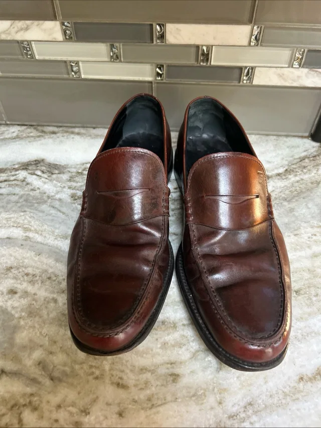 Tod's Brown Leather Slip Ons Men's Dress Shoes Penny Loafers Sz 9 Italy in brown|red Leather from Poshmark