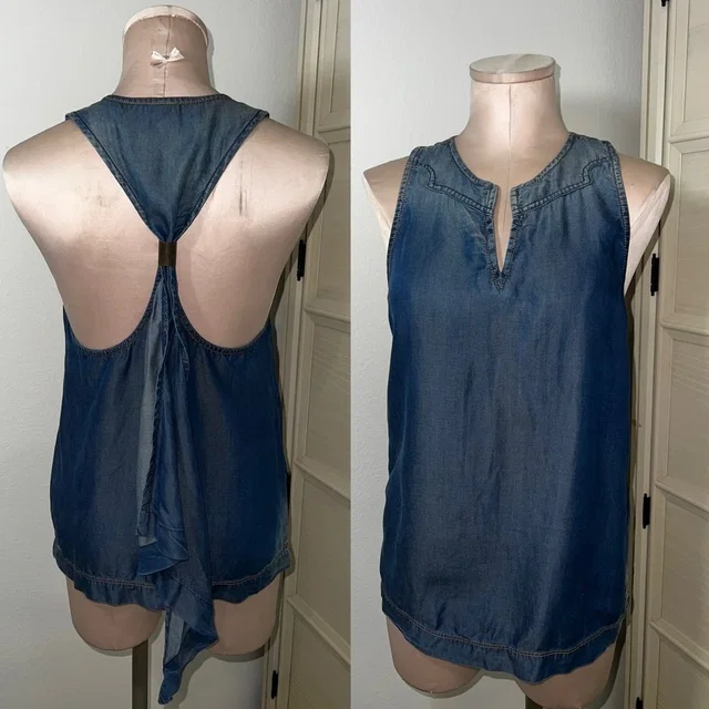 Diesel Made In Italy Blue Chambray Denim Sleeveless Top Sz L in blue Denim from Poshmark