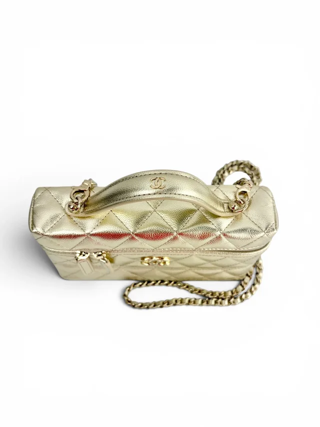 Chanel Gold Caviar Slim Top Handle Vanity in Gold Caviar leather from Season 2 Consign, photo 7 of 11
