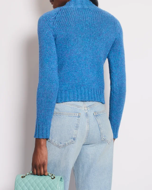 Chanel 01/A Blue Wool Jumper With Scarf Tie and Sparkle Detail Size FR 38 (UK 10) in Blue Wool from Sellier, photo 4 of 12