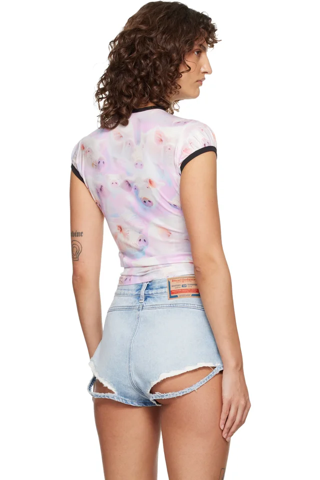 Diesel Pink & Off-White T-Unkyp T-shirt, photo 3 of 4 from SSENSE