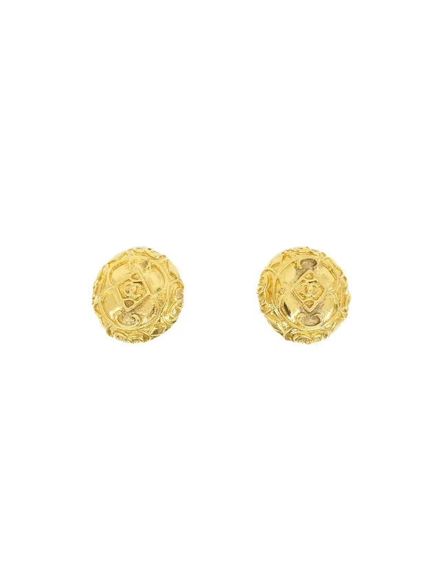Chanel Baroque Logo Button Earrings from Arcade Vintage