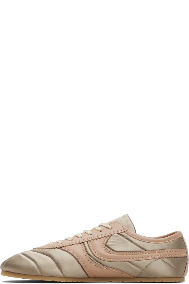 Dries Van Noten Taupe & Pink Satin Sneakers, photo 3 of 5 from SSENSE