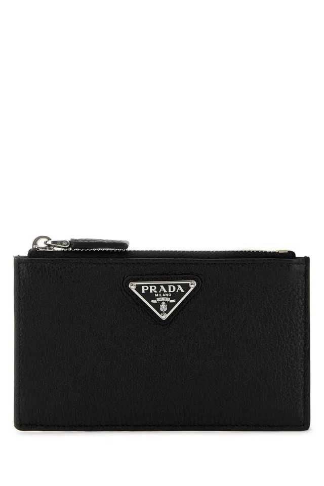 Prada Textured Calfskin Card Case — Black Vitello Cases in Black Calfskin from HEWI
