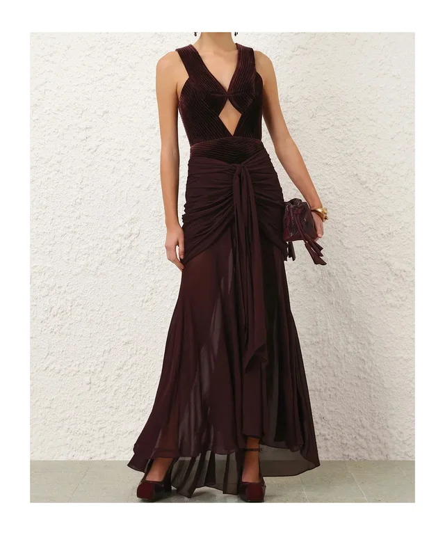Zimmermann velvet-panelled ruched maxi dress, photo 4 of 8 from SENSER