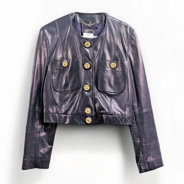 Vintage Laurel By Escada Women's M/40 Leather Jacket - Plum Purple in purple Leather from Poshmark