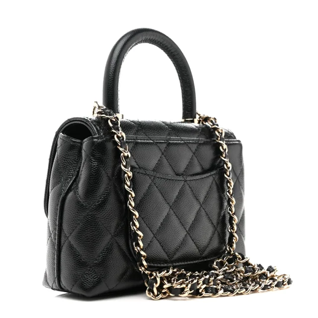 Chanel Caviar Quilted Coco Handle Clutch in Black Caviar leather from FASHIONPHILE, photo 3 of 11