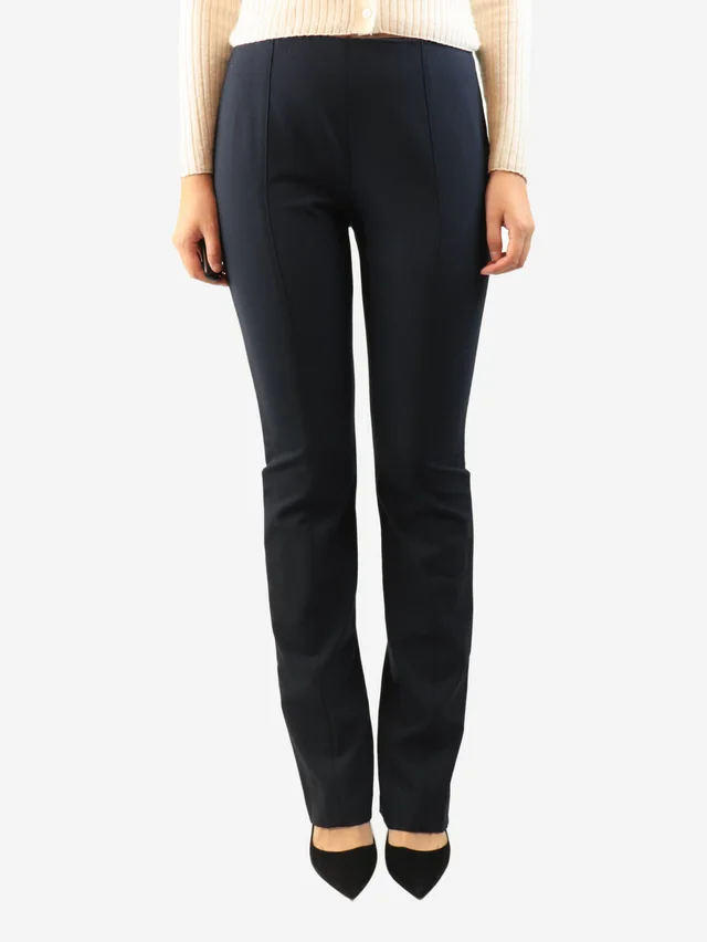 The Row Navy high-waisted tapered trousers - size UK 12 in Navy Wool from Sign of the Times