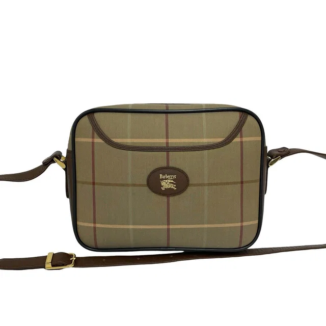 Burberry Burberrys Vintage Check Canvas Leather Shoulder Bag in Canvas from LuxUness