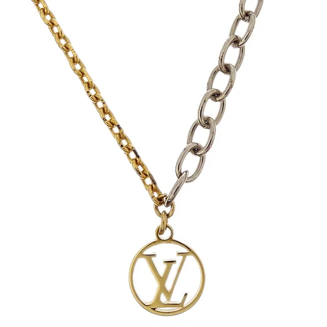 Louis Vuitton Bicolor Gold Silver Chain Necklace M68074 OB0155 in Gold from AMORE Vintage Tokyo