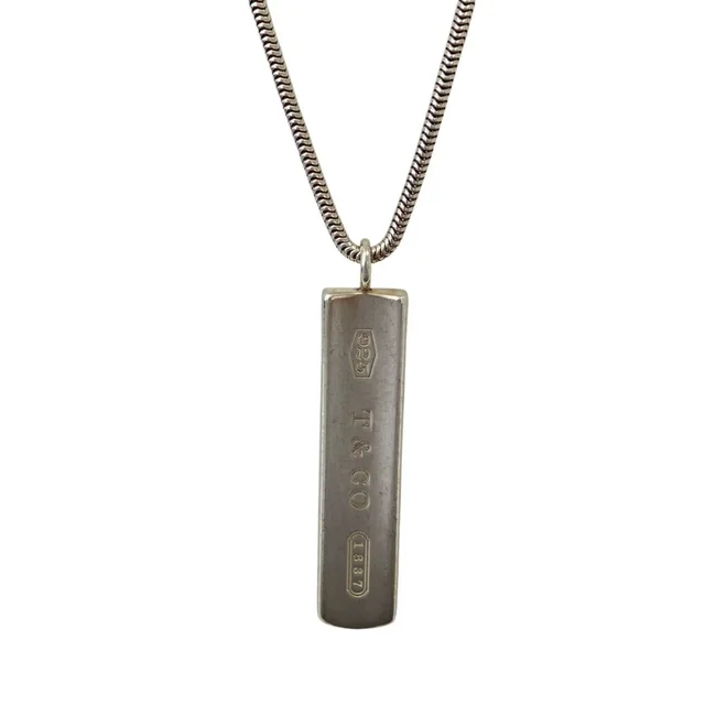 Tiffany & Co. 1837 Narrow Bar Necklace 925 Sterling Silver in Silver from The Reluxe