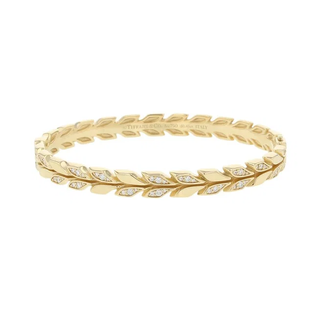 Tiffany & Co. Bracelet Victoria Vine Hinge Bangle Diamond Total 18k Yellow Gold in Yellow from The Reluxe